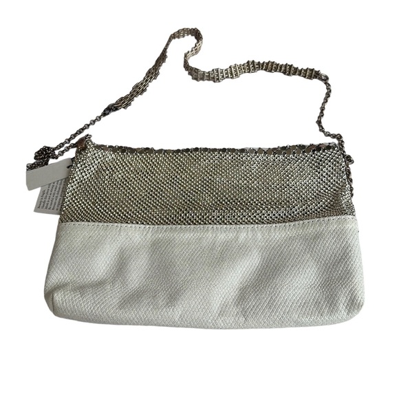 LAURA B. Silver color mesh and white leather handbag, NWT - Picture 6 of 10